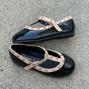 Infant Toddler Studs Black Velcro Ballet Flats